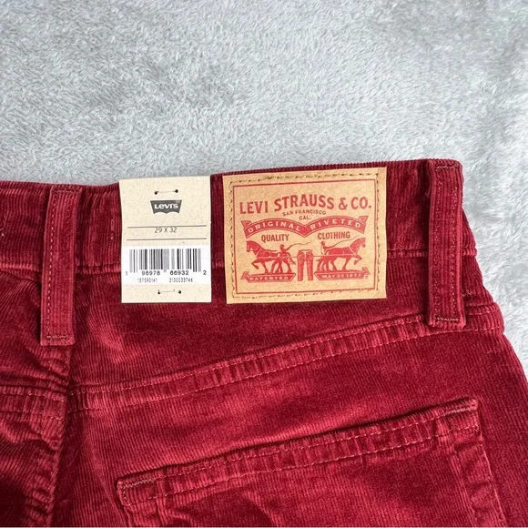Levi’s 725 High Rise Bootcut Corduroy Jeans Pants Womens 29 Wine Burgundy NWT - Picture 9 of 12